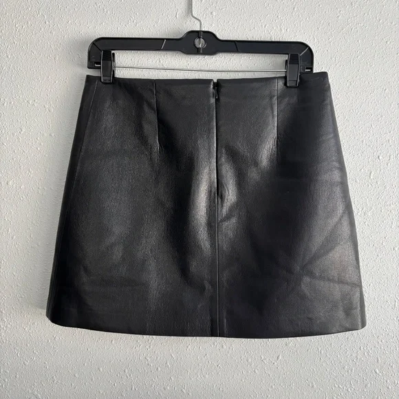 Sunday Best Black Faux Leather Mini Skirt with Side Slit - Picture 7 of 10